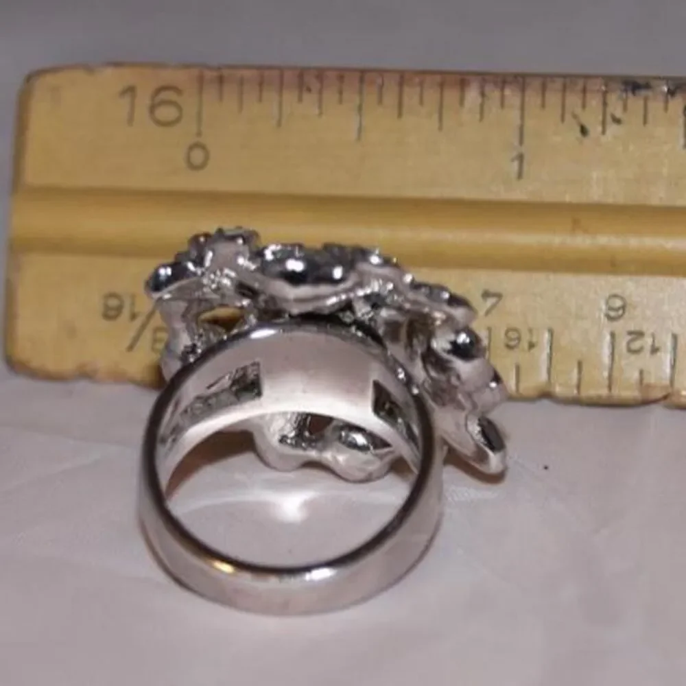 Lia-sophia Vintage Pearl Floral Rhinestone Statement Ring
